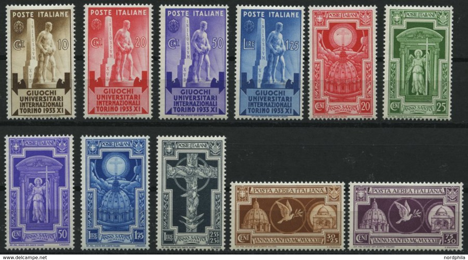 ITALIEN 448-58 *, 1933, Internationale Hochschulspiele In Turin Und Heiliges Jahr, Falzrest, 2 Prachsätze - Used