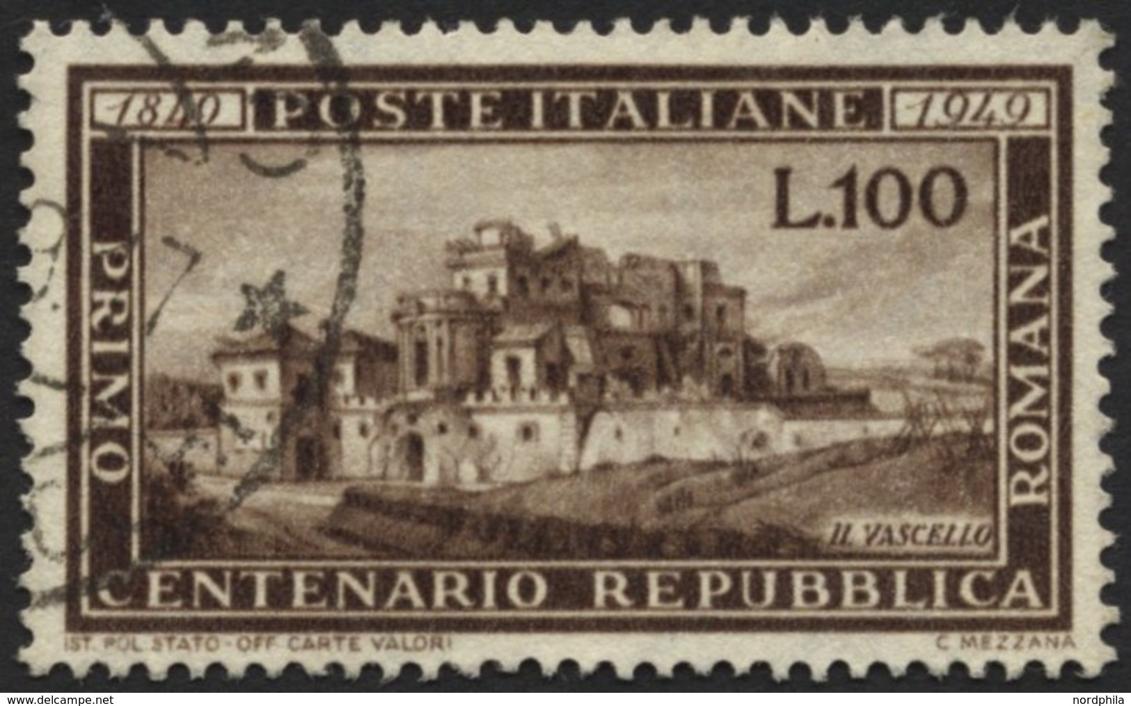 ITALIEN 773 O, 1949, 100 L. Republica Romana, Pracht, Mi. 130.- - Usados