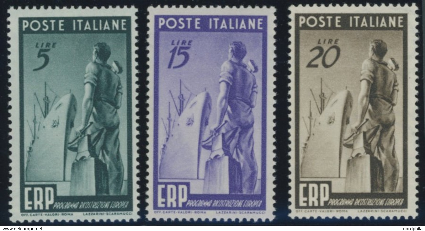 ITALIEN 774-76 **, 1949, Marshall-Plan, Postfrischer Prachtsatz, Mi. 130.- - Usados