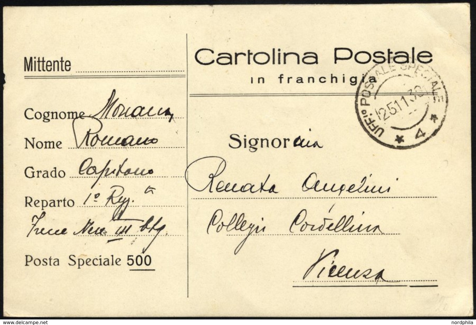 MILITÄRPOST 1938, Vordruck-Feldpostkarte Cartolina Postale/in Franchigia Mit Stempel Des Feldpostamtes No. 4 Und Entspre - Croix-Rouge