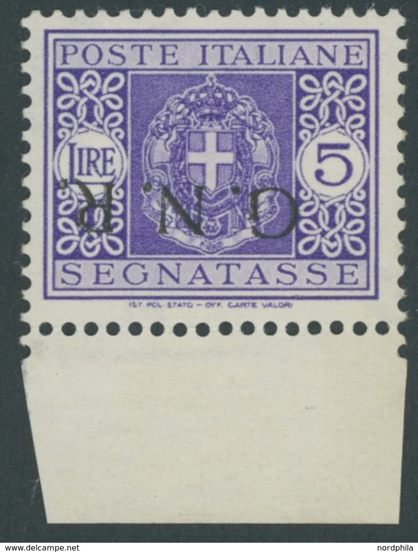 MILITÄRPOST-G.N.R. 54K **, 1934, 5 L. Violett Mit Kopfstehendem Aufdruck, Unterrandstück, Gummi Kleine Gebräunte Stellen - Sin Clasificación