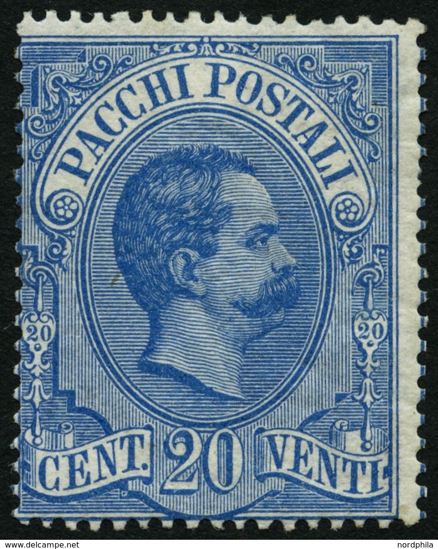 PAKETMARKEN Pa 2 *, 1886, 20 C. Blau, Falzrest, Feinst, Mi. 300.- - Pacchi Postali