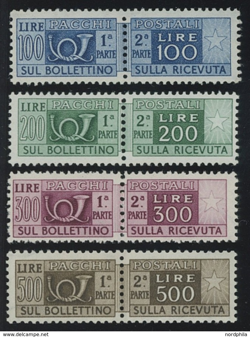 PAKETMARKEN Pa 66-80 **, 1946/52, Posthorn/Wertziffer, Wz. 3, Prachtsatz, 300 L. Fotoattest Sorani, Mi. 2500.- - Pacchi Postali