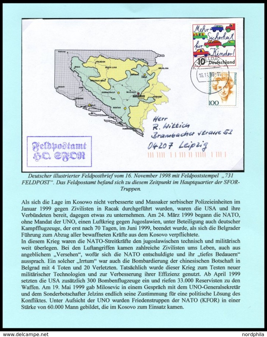 JUGOSLAWIEN 1998-2003, Zerfall Des Vielvölkerstaates, 5 Verschiedene Belege Und Eine Beutelfahne Für Feldpostsendungen D - Other & Unclassified