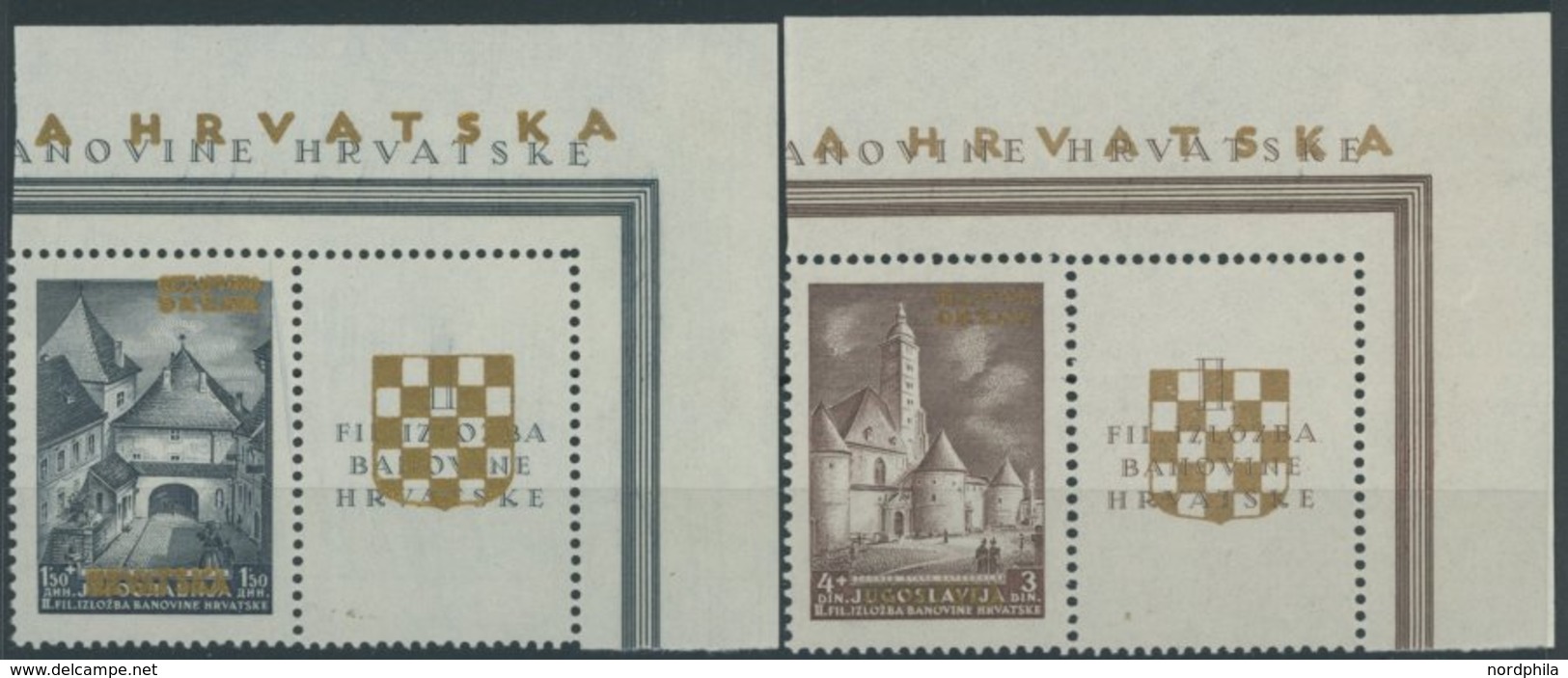 KROATIEN 39/40Zf **, 1941, Briefmarkenausstellung Mit Zierfeldern, Postfrisch, Pracht, Mi. 60.- - Croazia