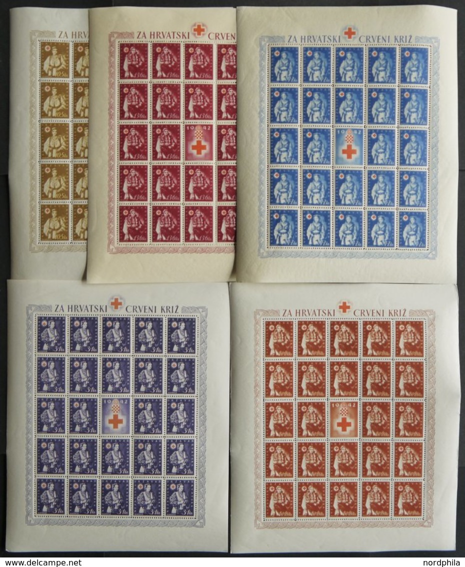 KROATIEN 86-90 **, 1942, Rotes Kreuz Im Bogensatz (24) Mit Zierfeldern, Postfrisch, Pracht - Croacia