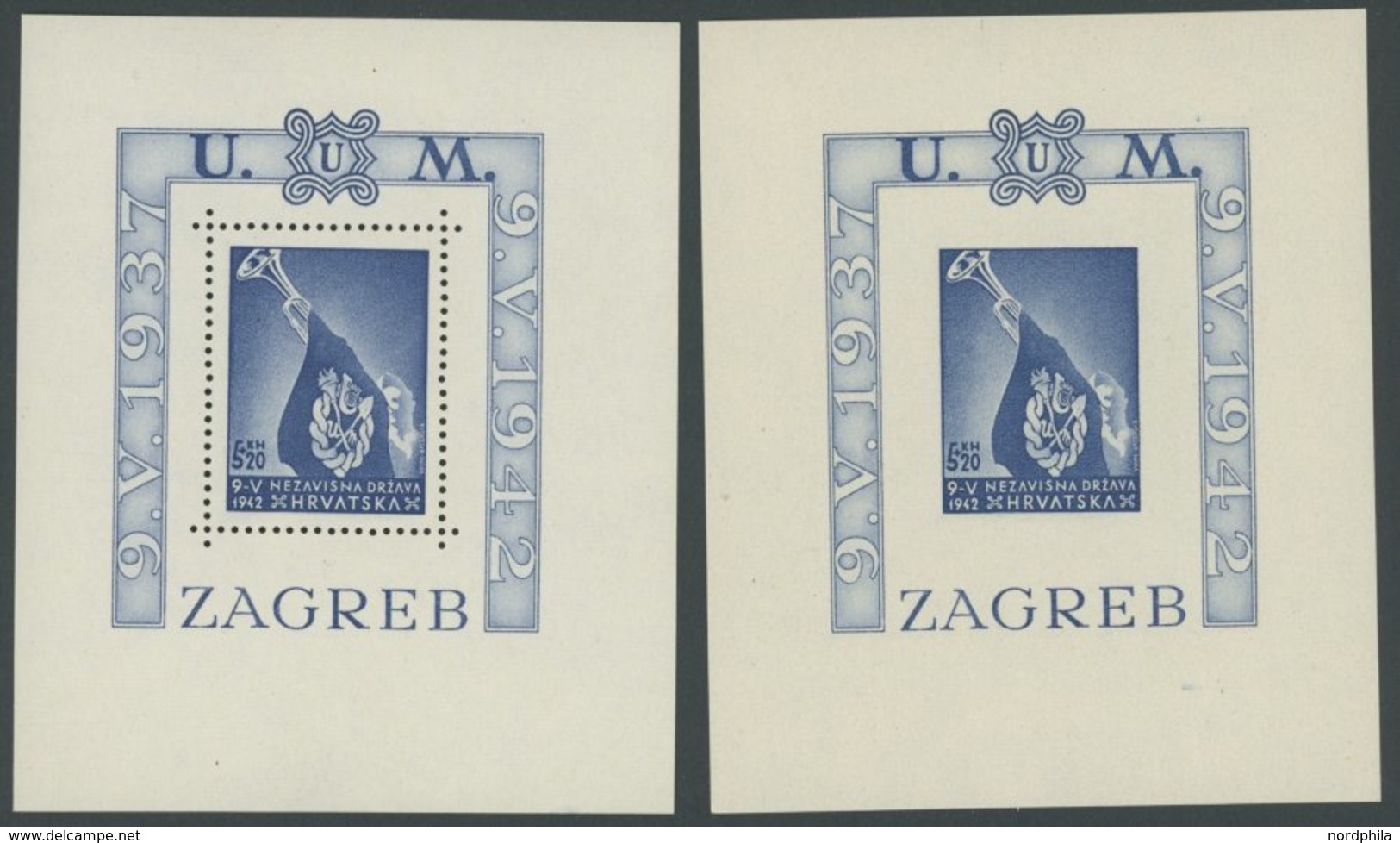 KROATIEN Bl. 3A/B **, 1942, Blockpaar Ustascha-Jugend, Gezähnt Und Ungezähnt, Postfrisch, Pracht, Mi. 80.- - Kroatië