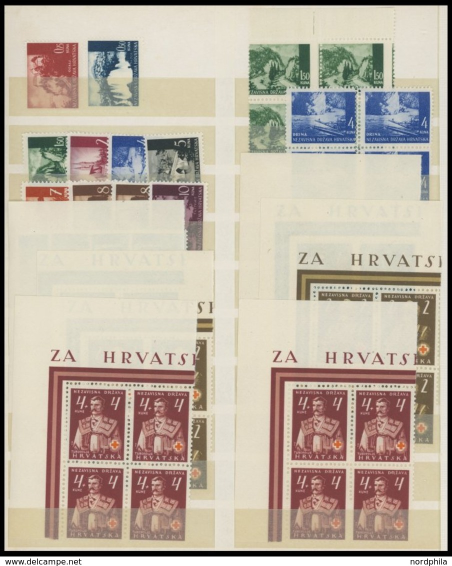 KROATIEN **, 1941-45, Postfrische Partie Kroatien Im Einsteckbuch, Teils In Blockstücken, Prachterhaltung - Kroatië