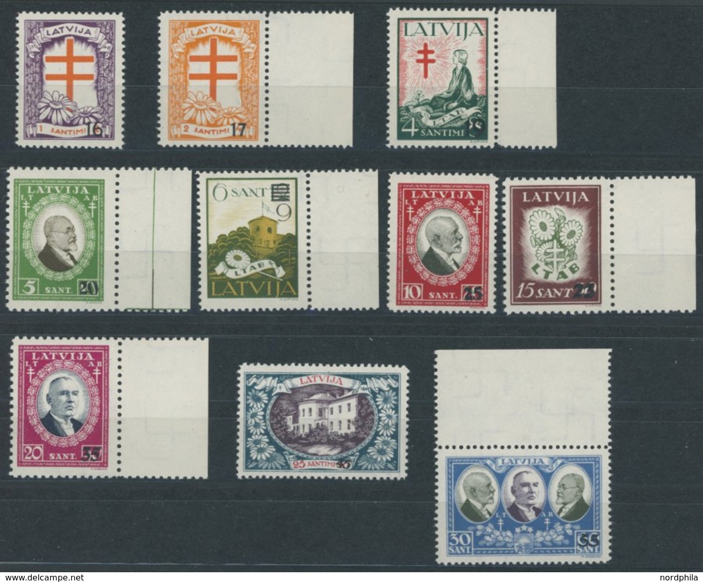 LETTLAND 180-89 **, 1931, Tuberkulose-Fürsorge, Postfrischer Prachtsatz, Mi. 100.- - Lettonie