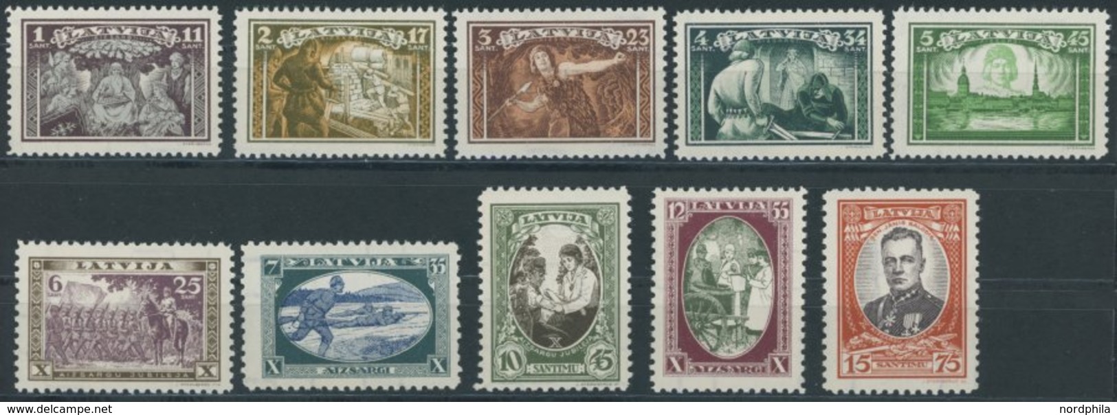 LETTLAND 193-202A **, 1932, Aizsargi II Und III, Gezähnt, 2 Postfrische Prachtsätze, Mi. 65.- - Letland