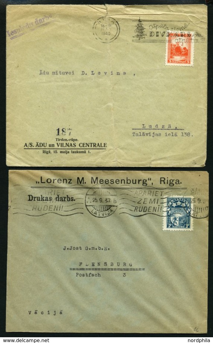 LETTLAND 1924-1940, 15 Belege Mit Verschiedenen Maschinen- Und Handrollstempeln, Meist Prachterhaltung - Letonia