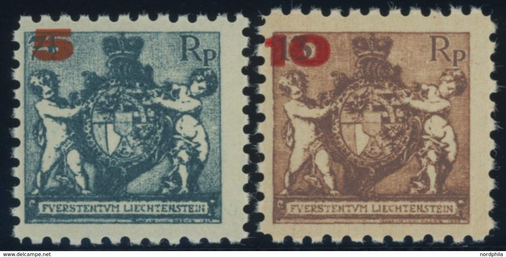 LIECHTENSTEIN 61/2A **, 1924, 5 Auf 71/2 Rp. Und 10 Auf 13 Rp., Gezähnt L 9, Postfrisch, Pracht, Mi. 60.- - Other & Unclassified