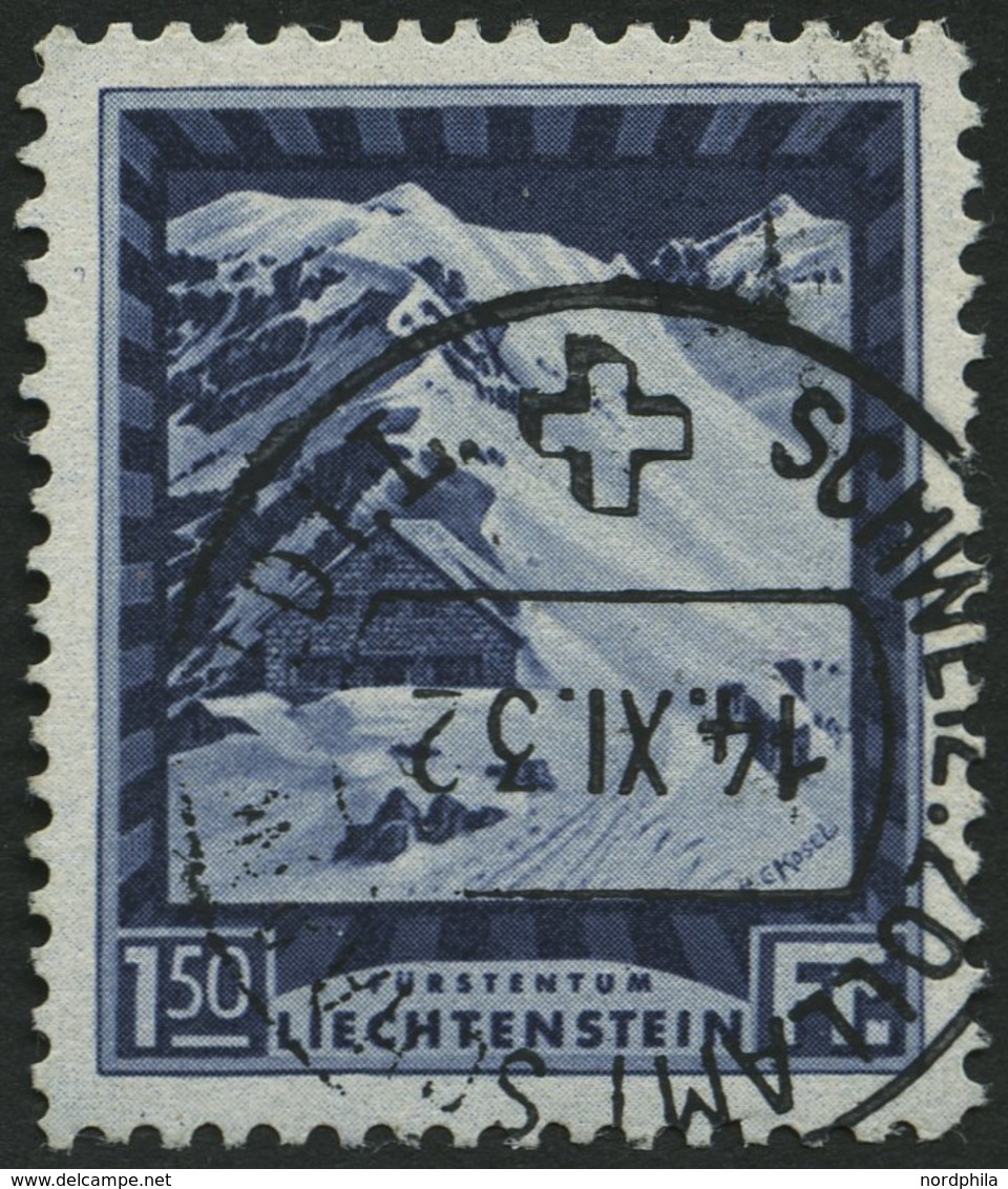 LIECHTENSTEIN 106B O, 1930, 1.50 Fr. Pfälzerhütte, Gezähnt L 111/2, Pracht, Mi. 80.- - Autres & Non Classés