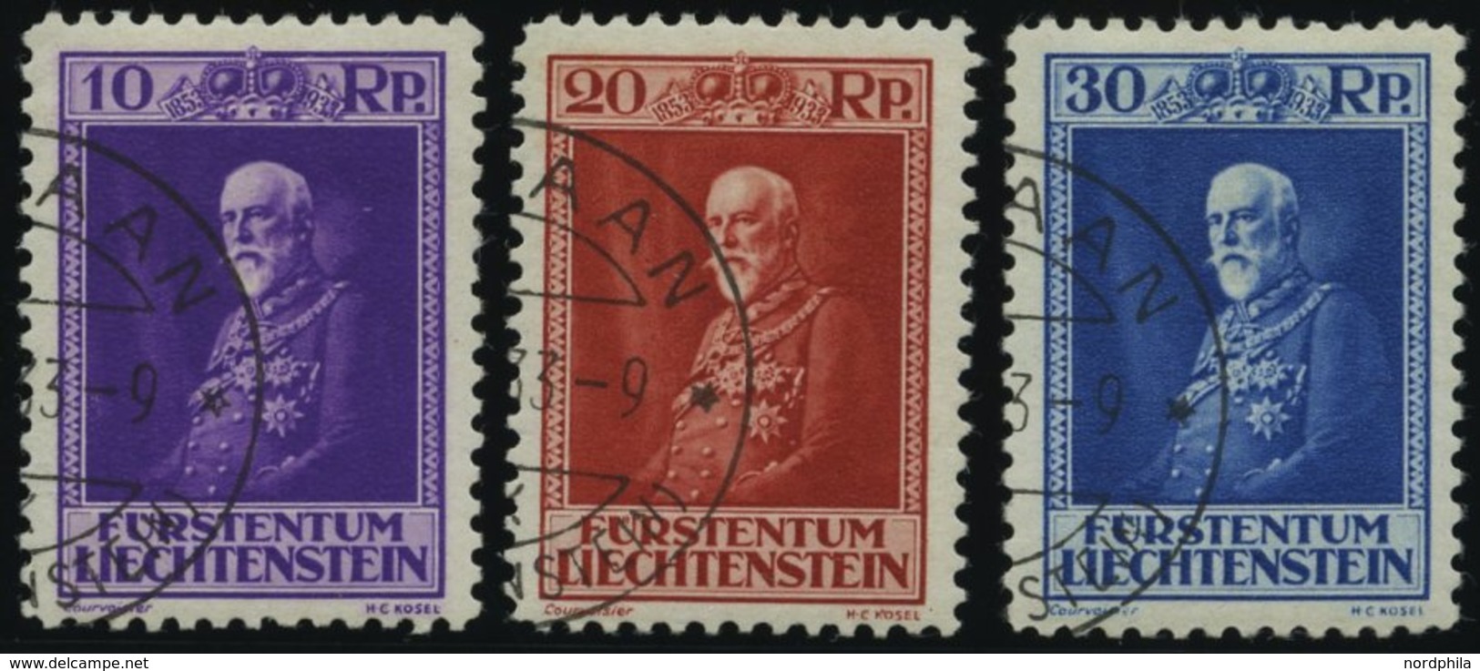 LIECHTENSTEIN 122-24 O, 1933, 80. Geburtstag, Prachtsatz, Mi. 150.- - Otros & Sin Clasificación