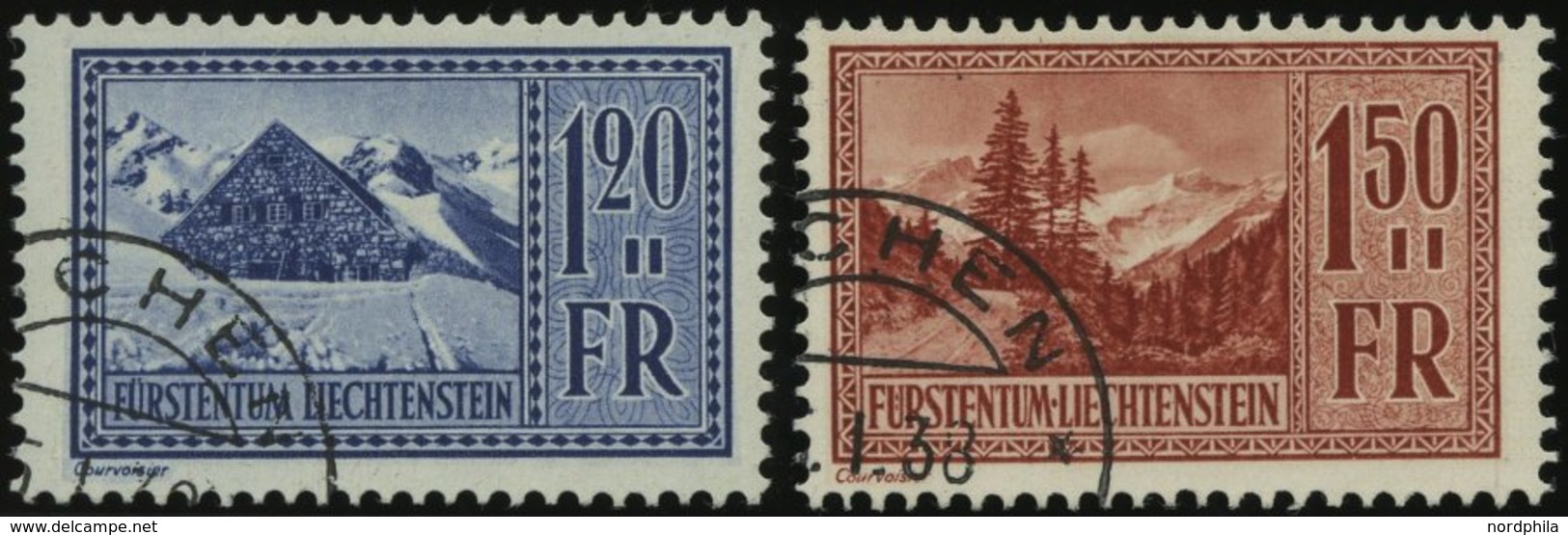 LIECHTENSTEIN 138/9 O, 1934/5, 1.20 Fr. Pfälzerhütte Und 1.50 Fr. Valüna, 2 Prachtwerte, Mi. 81.- - Autres & Non Classés