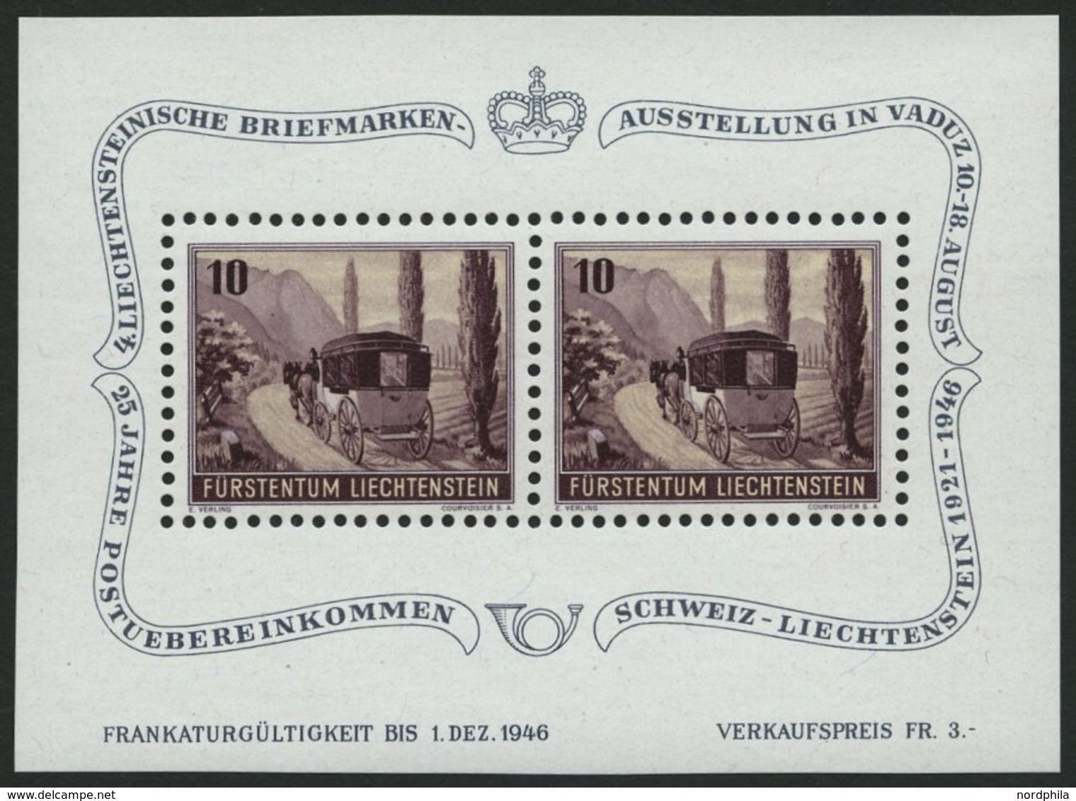 LIECHTENSTEIN Bl. 4 **, 1946, Block Vaduz, Pracht, Mi. 60.- - Andere & Zonder Classificatie