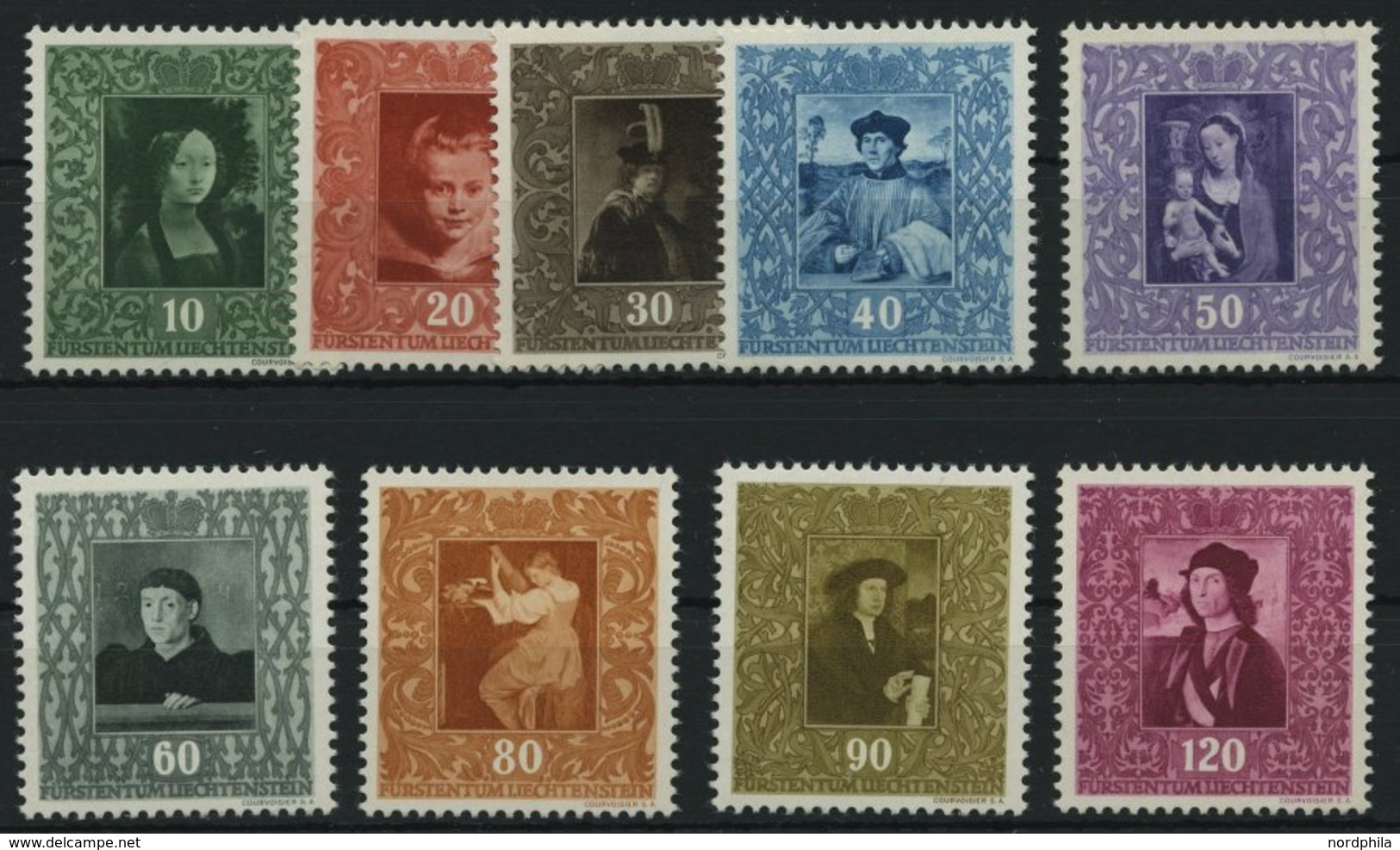 LIECHTENSTEIN 268-76 **, 1949, 1. Gemäldeserie, Prachtsatz, Mi. 90.- - Autres & Non Classés