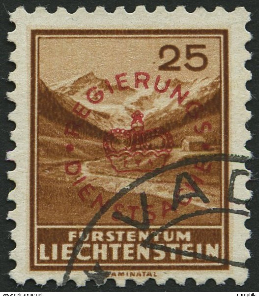 DIENSTMARKEN D 15a O, 1935, 25 Pf. Saminatal, Aufdruck Rot, Pracht, Mi. 120.- - Dienstzegels