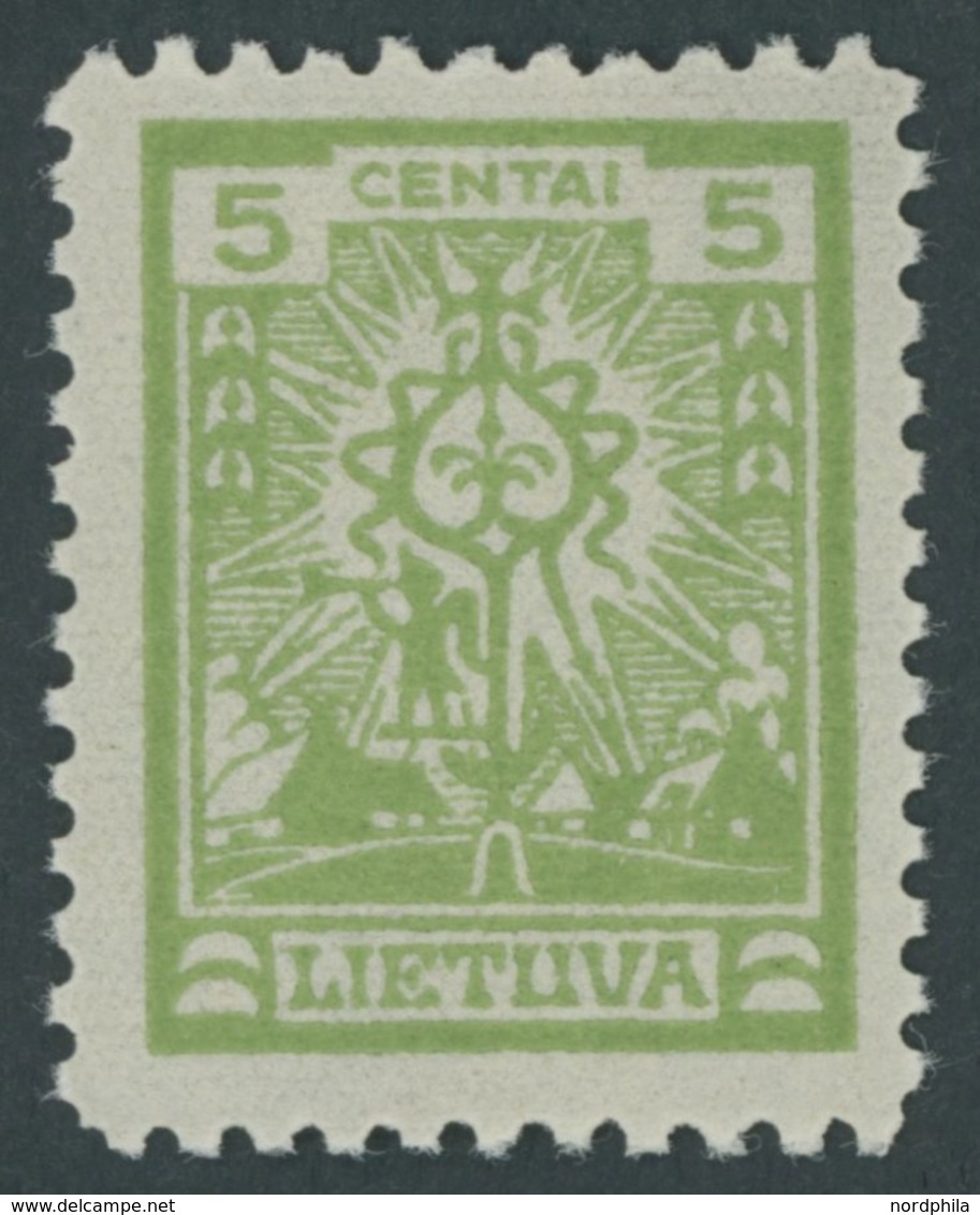 LITAUEN 211Y **, 1923, 5 C. Gelbgrün, Ohne Wz., Postfrisch, Pracht, Mi. 200.- - Lituania