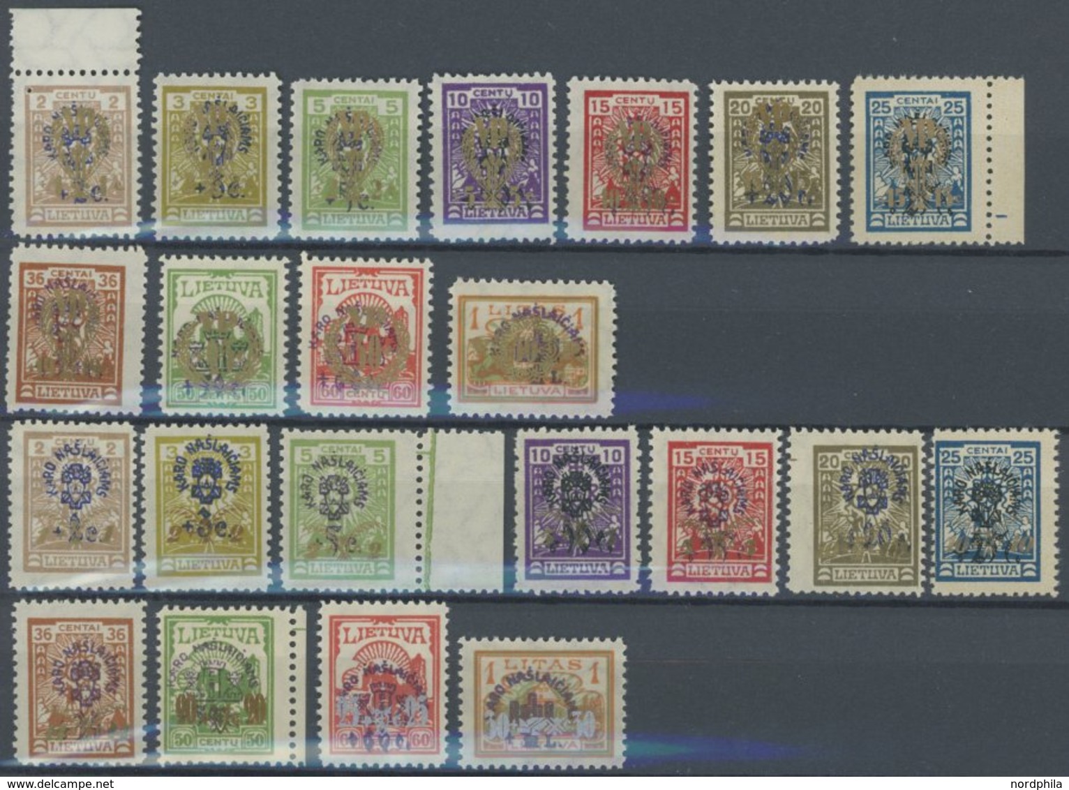 LITAUEN 246-67 **, 1926, Kriegsinvaliden Und Waisenhäuser, Normale Zähnung, 2 Postfrische Prachtsätze, Mi. 200.- - Litouwen