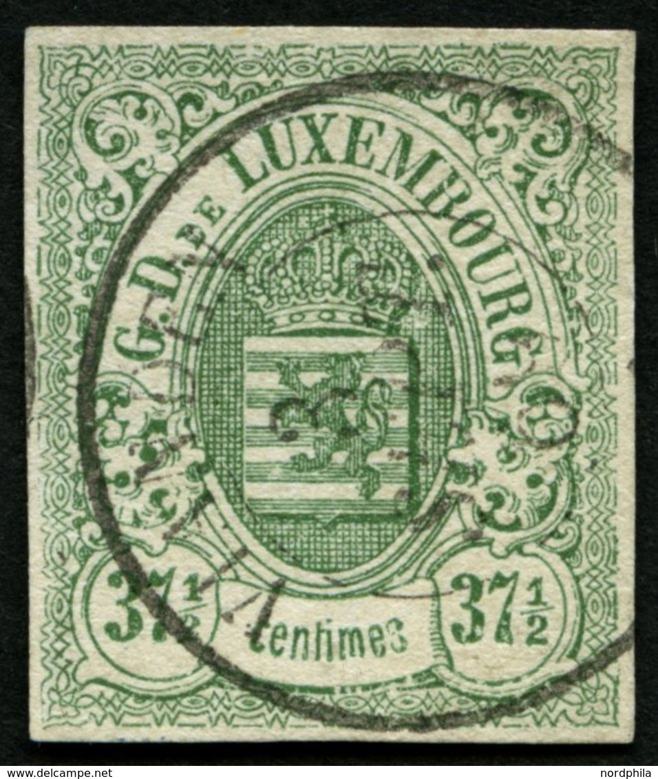 LUXEMBURG 10 O, 1859, 371/2 C. Grün, K2 VIANDEN, Pracht, Signiert Gebrüder Senf, Mi. 250.- - Altri & Non Classificati