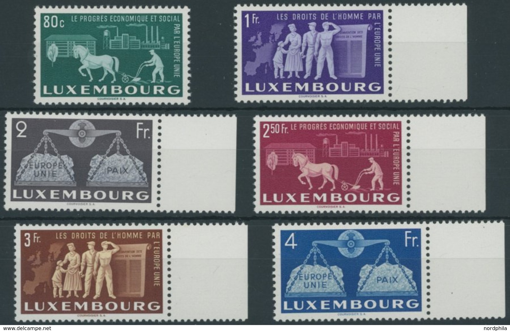 LUXEMBURG 478-83 **, 1951, Europäische Einigung, Postfrischer Prachtsatz, Mi. 200.- - Altri & Non Classificati