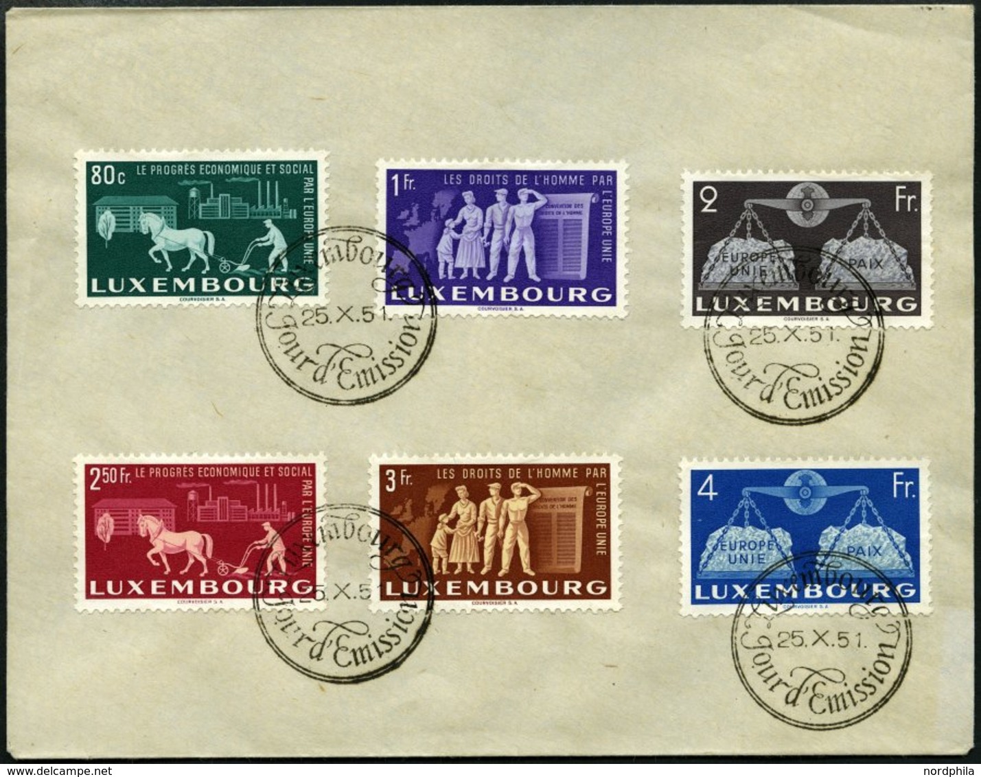 LUXEMBURG 478-83 BRIEF, 1951, Europa Mit Ersttags-Sonderstempel Auf Umschlag, Pracht - Otros & Sin Clasificación