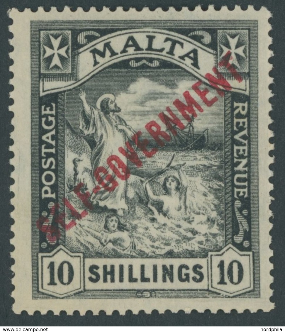 MALTA 80 **, 1922, 10 Sh. Schwarz, Postfrisch, Pracht, Mi. 350.- - Malte