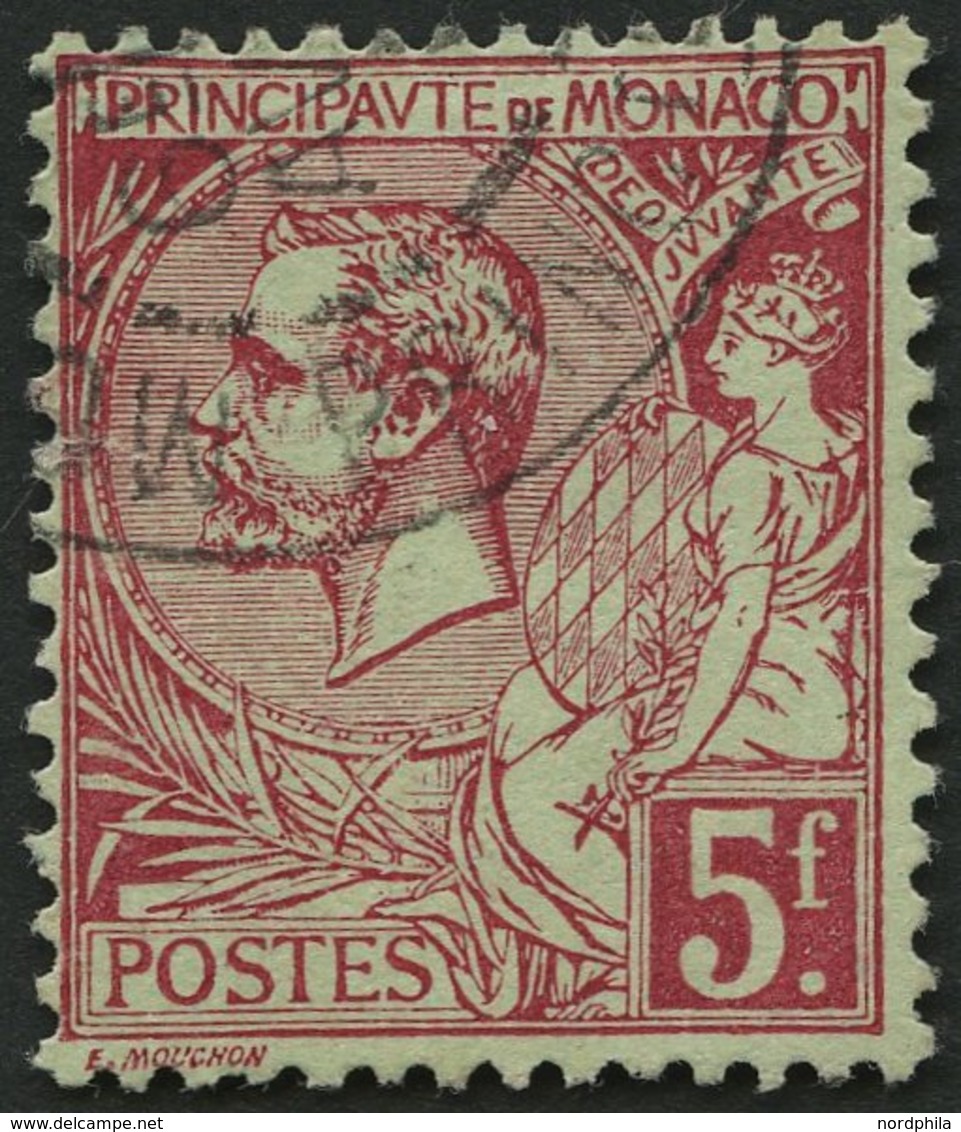 MONACO 21a O, 1891, 5 Fr. Karmin Auf Grünlich, Pracht, Mi. 170.- - Otros & Sin Clasificación