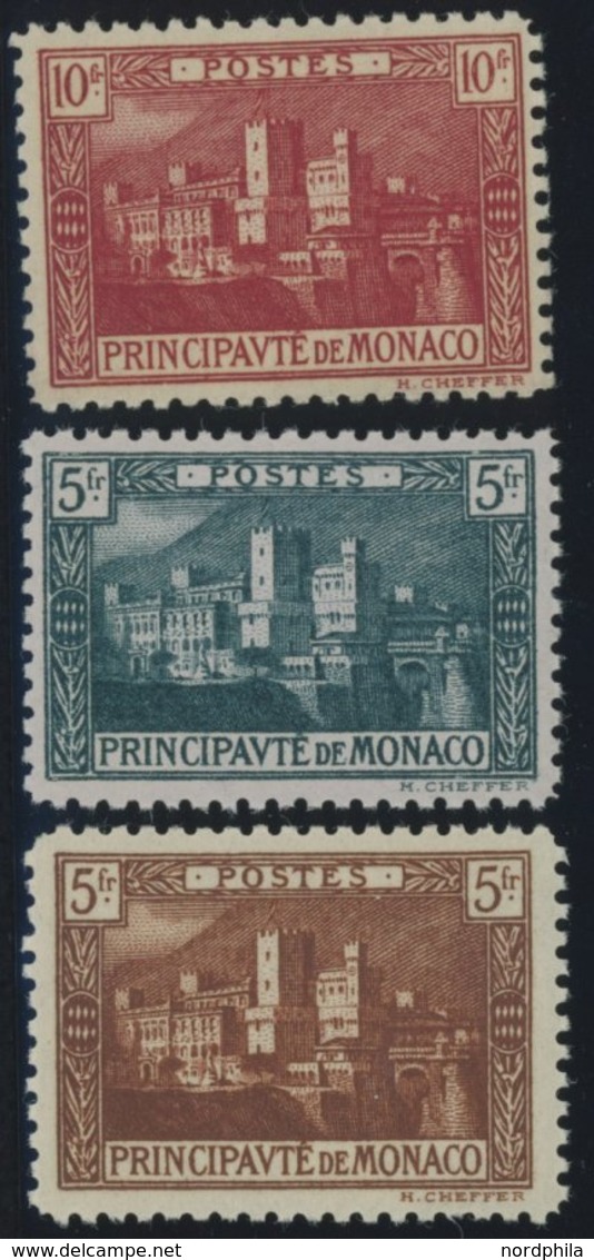 MONACO 62-64 **, 1922/4, 5 - 10 Fr. Einheimische Motive, 3 Postfrische Prachtwerte, Mi. 102.- - Sonstige & Ohne Zuordnung
