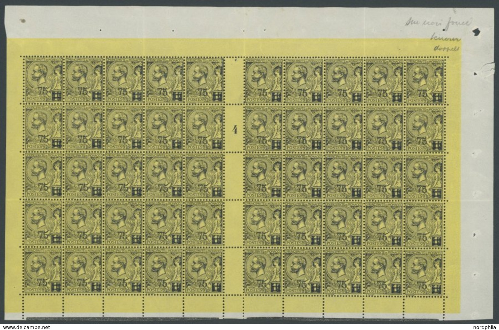 MONACO 70-72 **, 1924, Fürst Albert I In 50er-Bogen Mit Millesimes, Postfrisch, Pracht - Autres & Non Classés