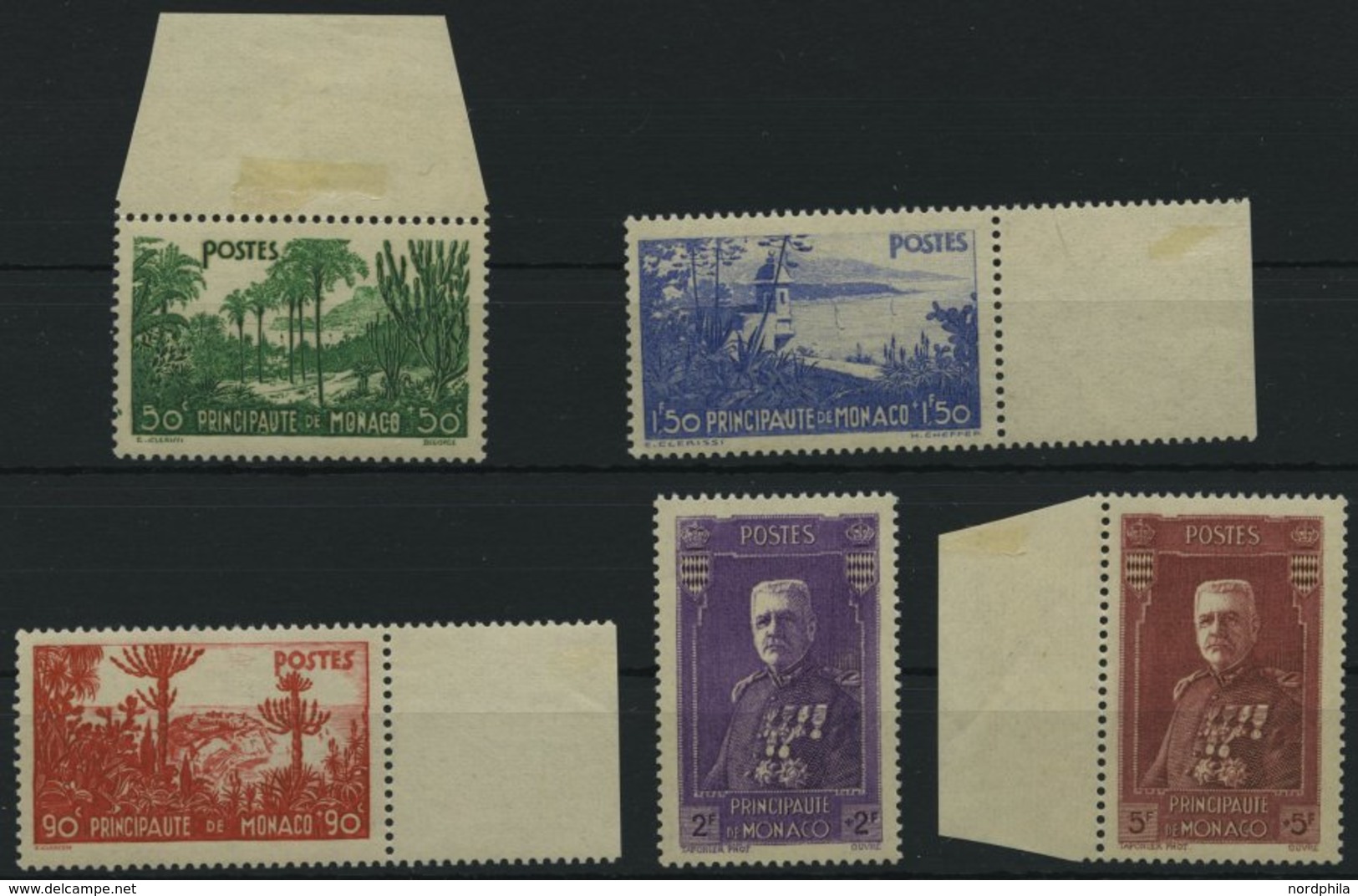 MONACO 138-42 *, 1937, Gartenanlagen Und Fürst Louis II, Falzrest, Prachtsatz - Autres & Non Classés