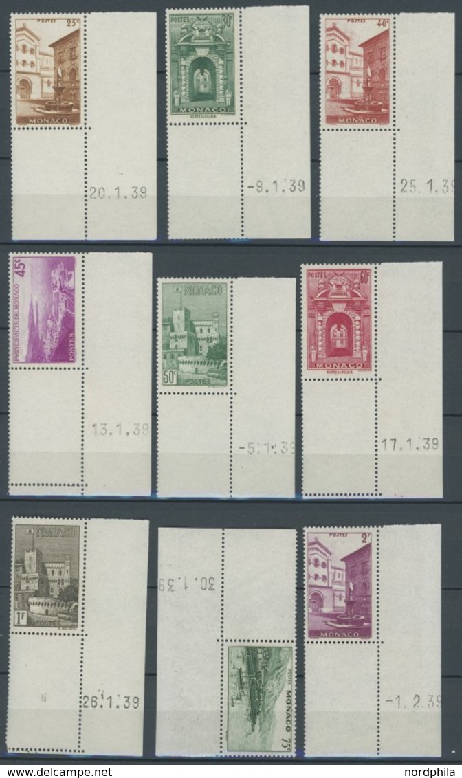 MONACO Aus 165-86 **, 1938/9, Ansichten, 14 Verschiedene Werte Aus Der Bogenecke Mit Druckdatum, Postfrisch, Pracht - Andere & Zonder Classificatie