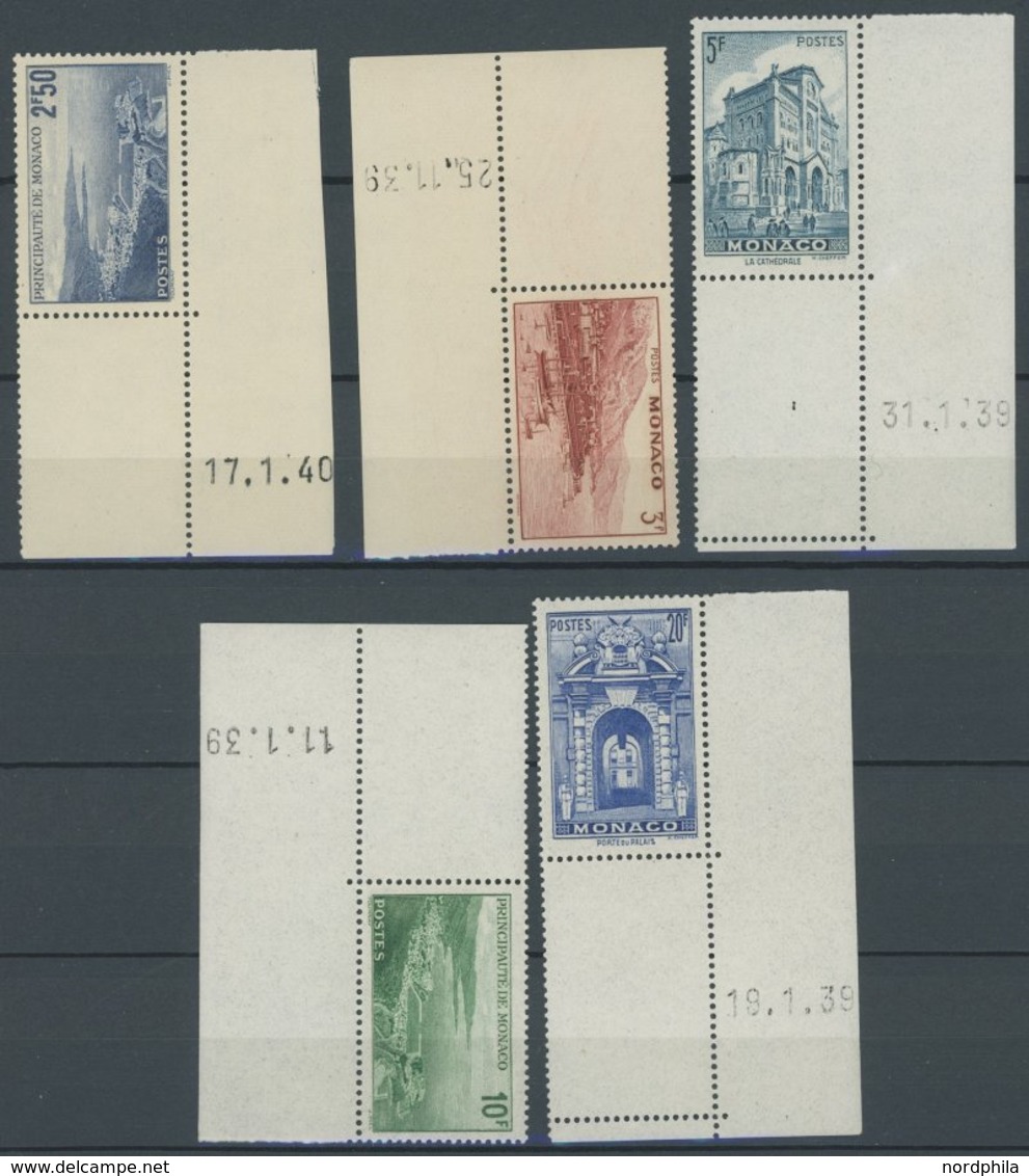 MONACO Aus 165-86 **, 1938/9, Ansichten, 14 Verschiedene Werte Aus Der Bogenecke Mit Druckdatum, Postfrisch, Pracht - Autres & Non Classés