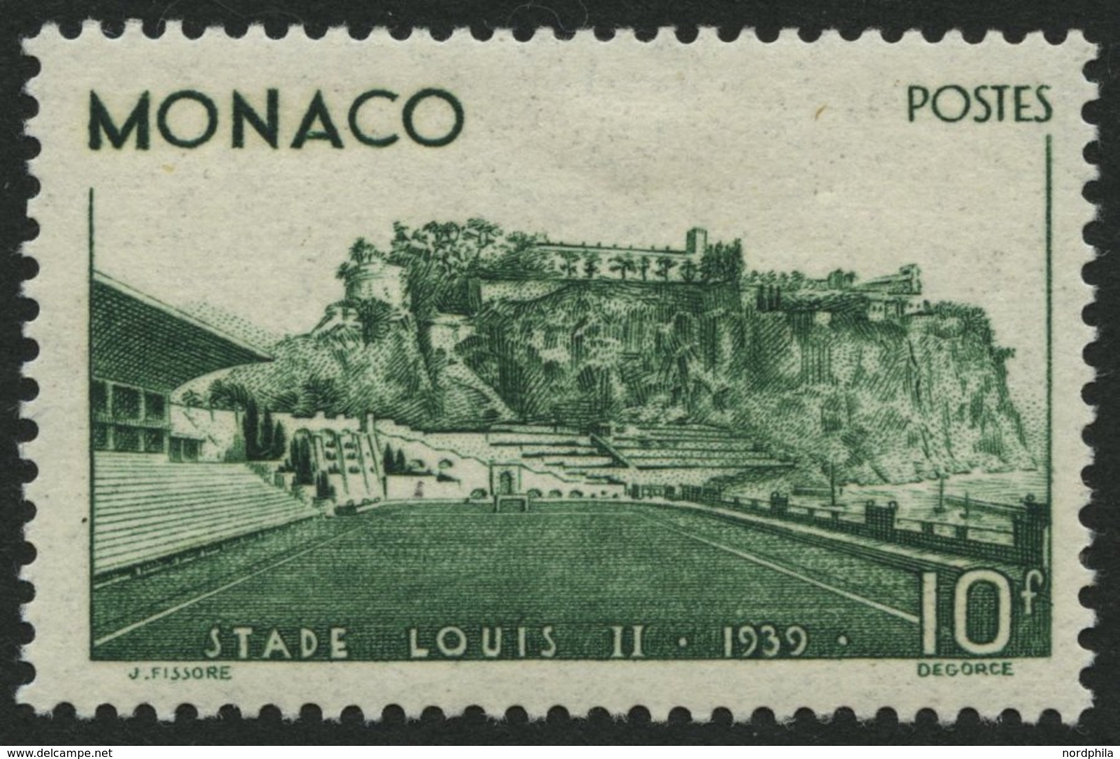 MONACO 189 *, 1939, 10 Fr. Einweihung Des Louis II. Stadions, Falzrest, Pracht - Autres & Non Classés