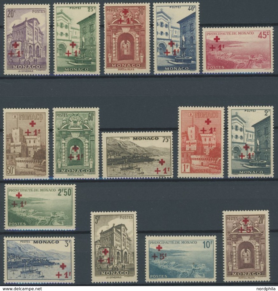 MONACO 205-19 **, 1940, Rotes Kreuz, Mi.Nr. 207 Zahnfehler Sonst Postfrischer Prachtsatz, Mi. 250.- - Autres & Non Classés