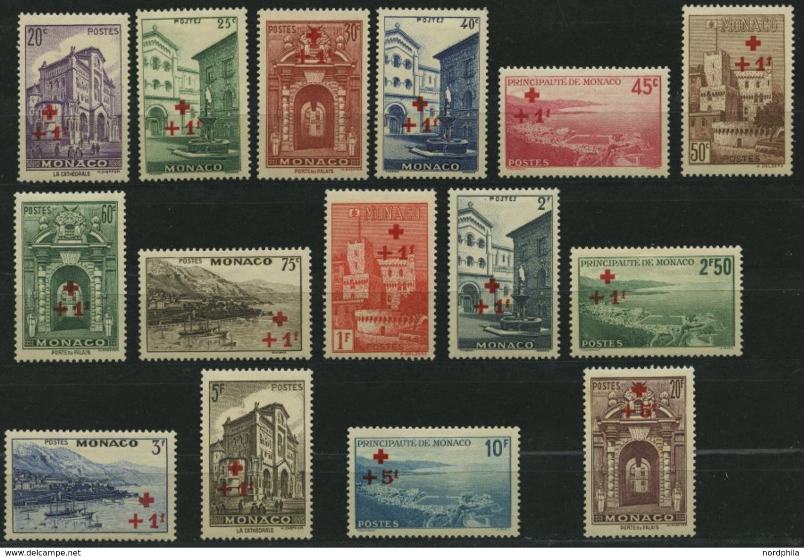 MONACO 205-19 *, 1940, Rotes Kreuz, Falzreste, Prachtsatz - Autres & Non Classés