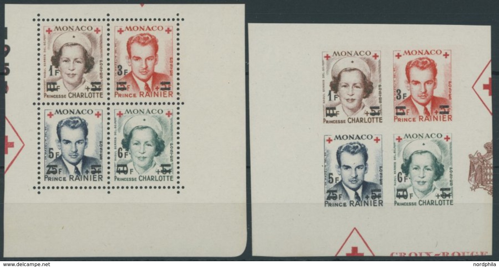 MONACO 451-54A/B **, 1951, Rotes Kreuz, Gezähnt Und Ungezähnt, 2 Prachtsätze - Andere & Zonder Classificatie