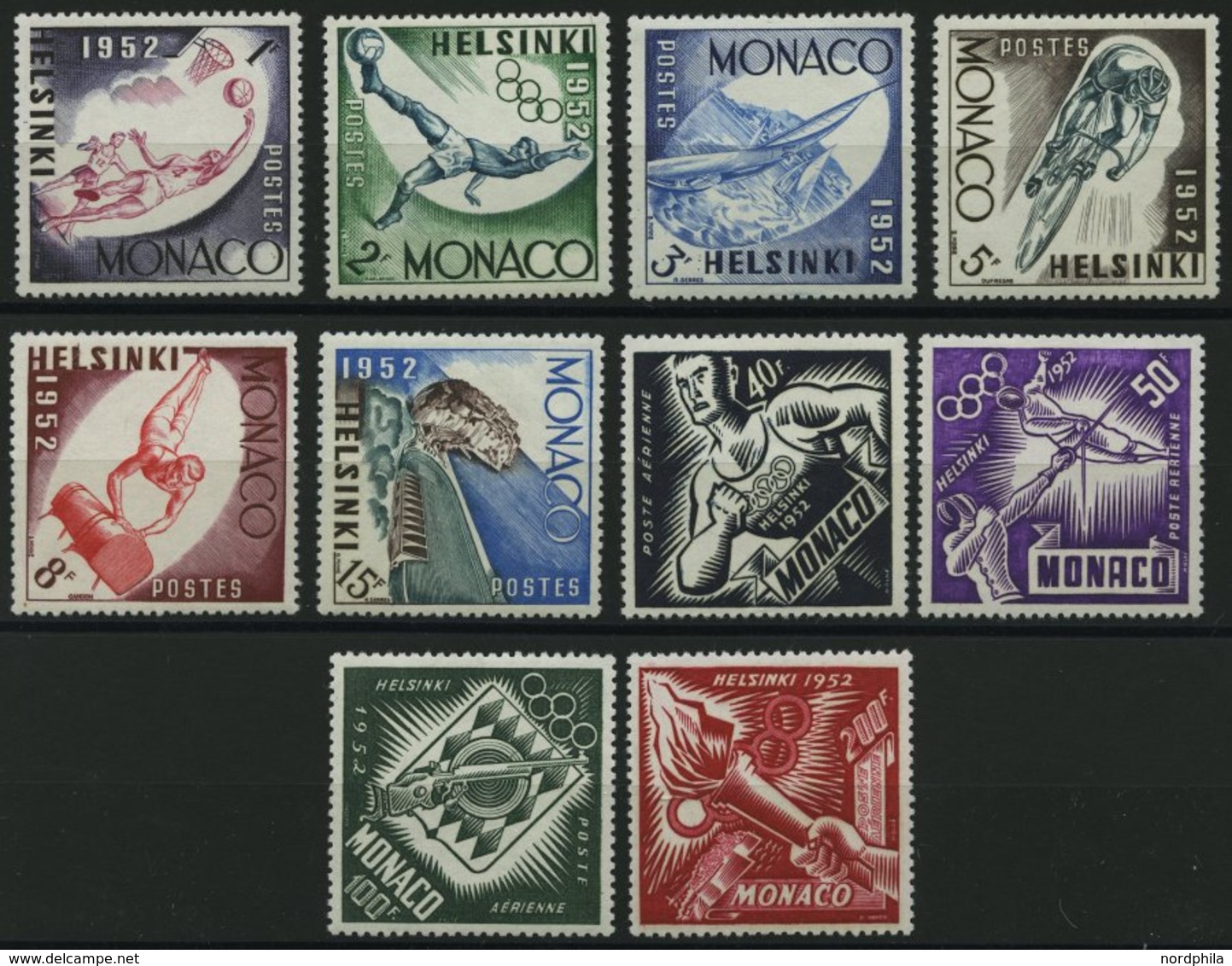 MONACO 458-67 *, 1953, Olympische Sommerspiele, Falzrest, Prachtsatz - Autres & Non Classés