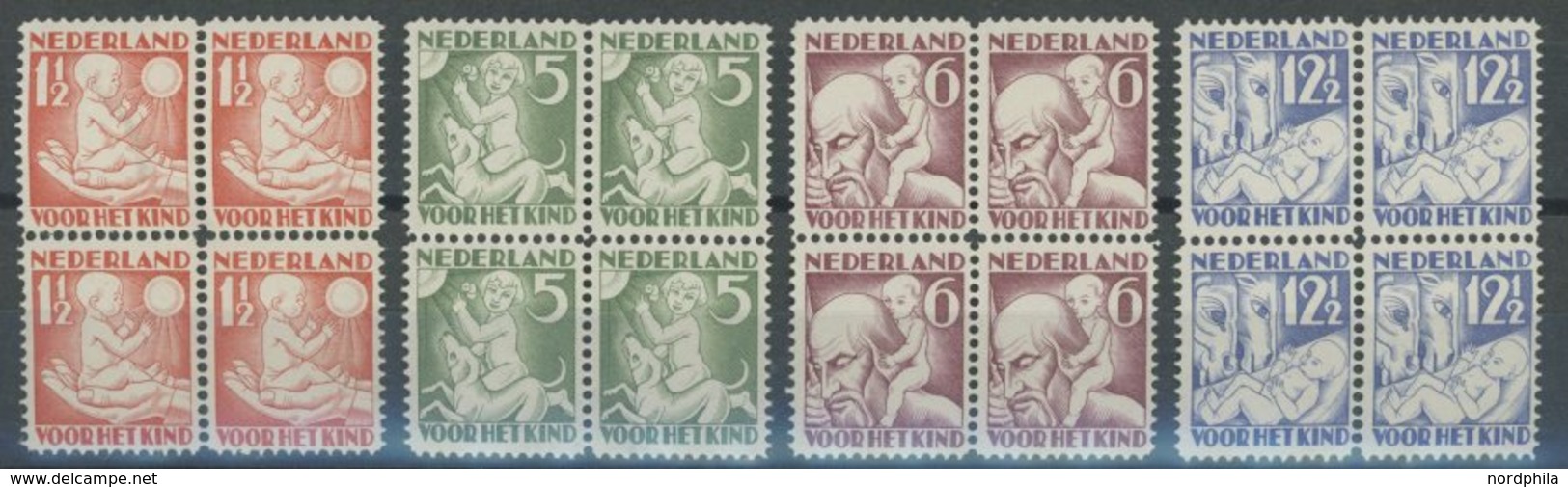 NIEDERLANDE 236-39A VB **, 1930, Die Vier Jahreszeiten, Gezähnt K 121/2, In Viererblocks, Postfrischer Prachtsatz, Mi. 2 - Andere & Zonder Classificatie