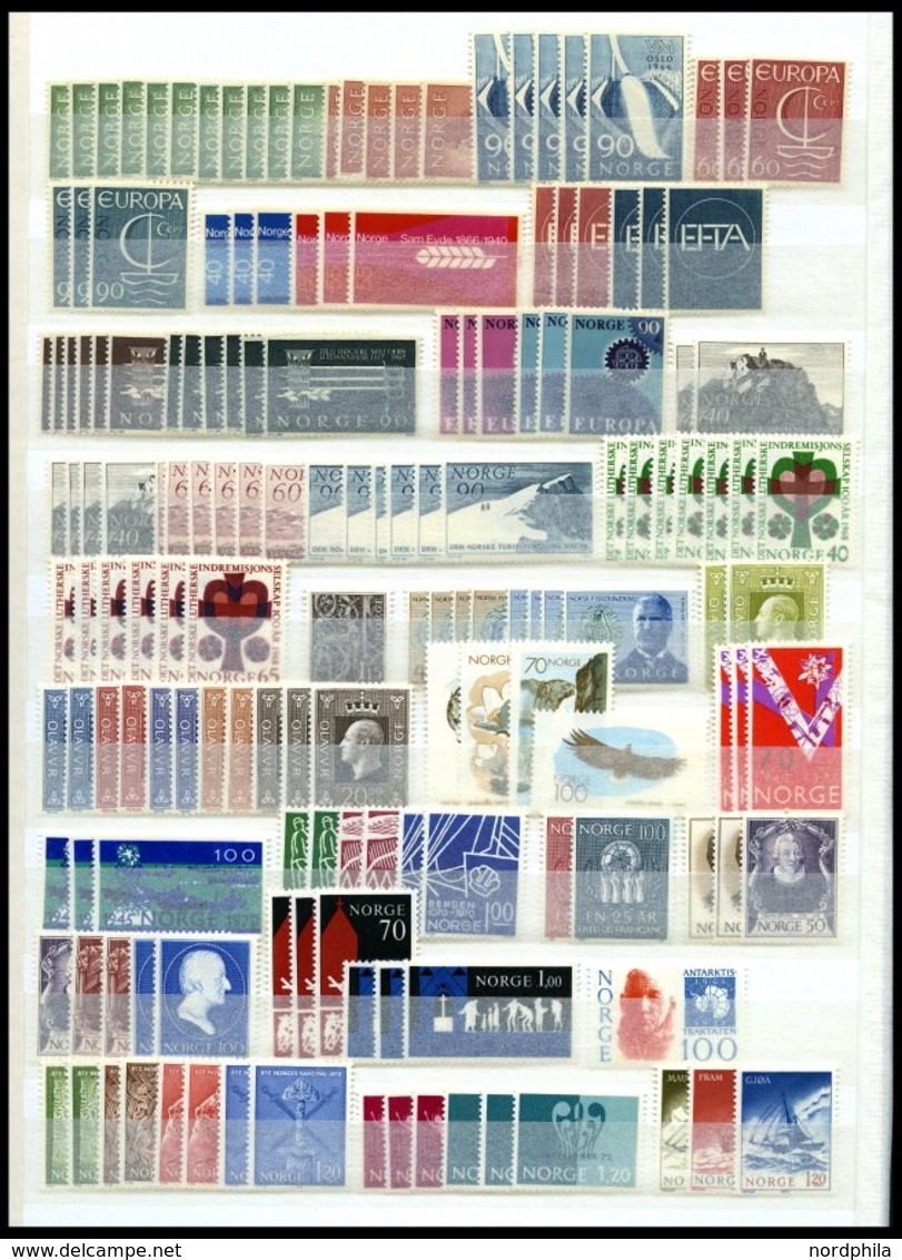 SAMMLUNGEN, LOTS **, Postfrische Dublettenpartie Norwegen Von 1945-80, Dabei U.a. Mi.Nr. 442/3 (12x), 471-75 (6x) Etc.,  - Verzamelingen