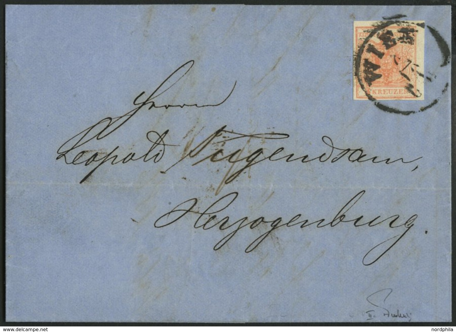 ÖSTERREICH 3Y BRIEF, 1858, 3 Kr. Rosa, Maschinenpapier, Type IIIc, K1 WIEN, Prachtbrief Nach Herzogenburg, Gepr. Dr. Fer - Usati