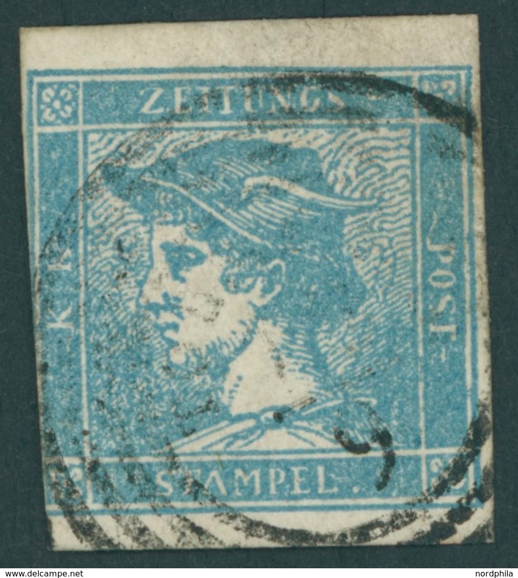 ÖSTERREICH BIS 1867 6I O, 1851, 0.6 Kr. Blau, Vierringstempel, Teils Angeschnitten Sonst Pracht - Usati