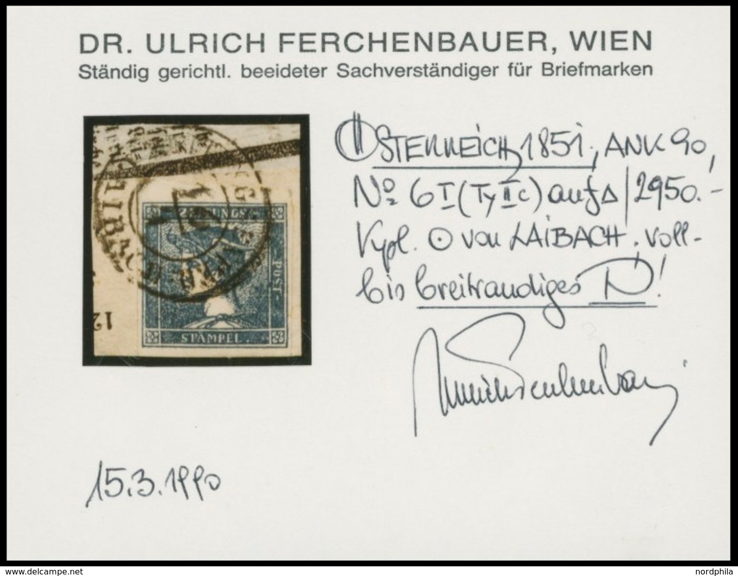 ÖSTERREICH BIS 1867 6I BrfStk, 1852, 0.6 Kr. Blau, Type IIc, L2 Von LAIBACH, Voll-breitrandig, Prachtbiefstück, Fotobefu - Used Stamps