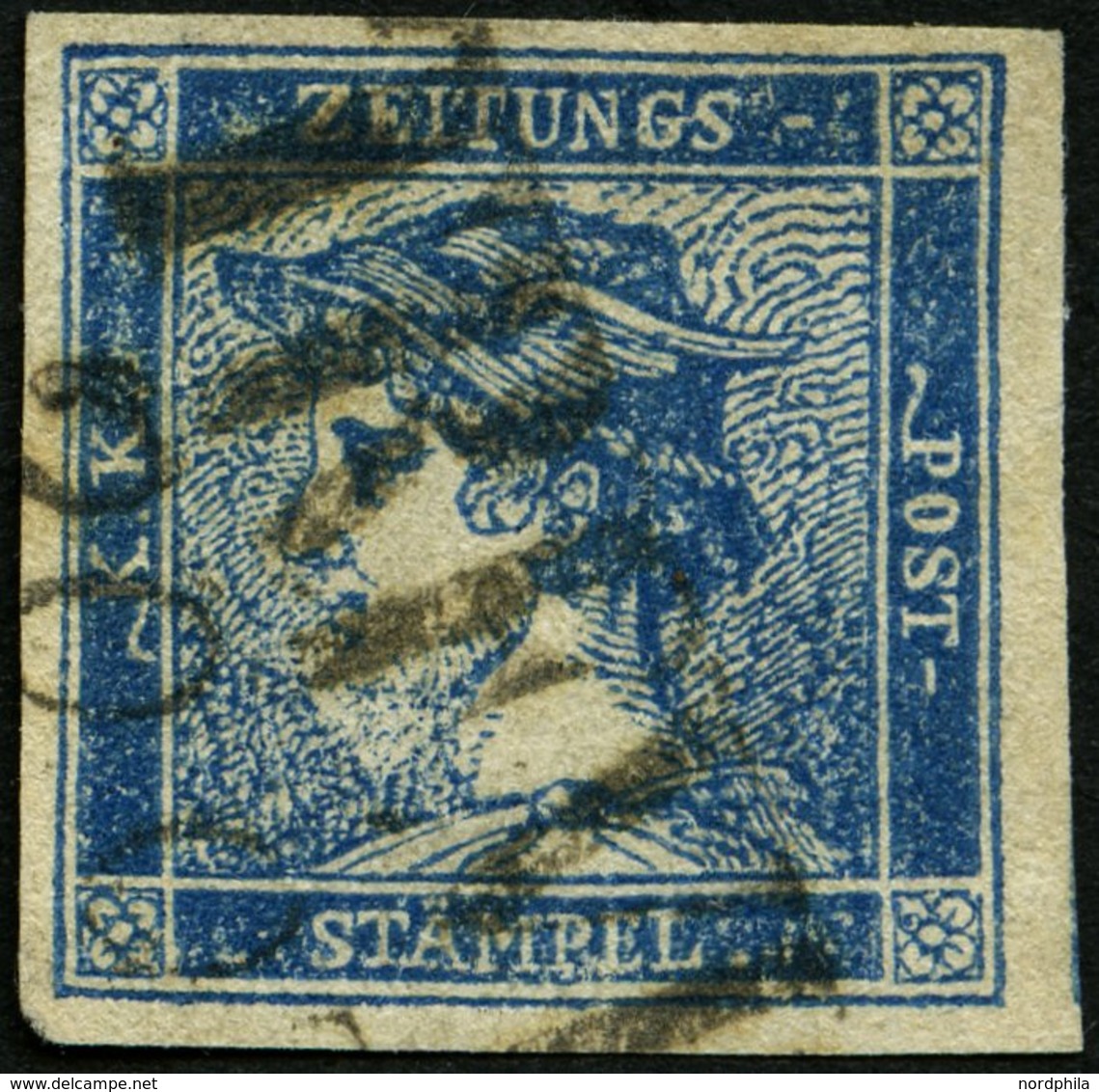 ÖSTERREICH 6II O, 1851, 0.6 Kr. Blau, Type II, L2 TREVISO (Venetien), Pracht - Usati