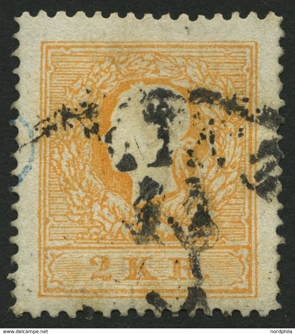 ÖSTERREICH 10IIe O, 1859, 2 Kr. Orange, Type II, Repariert, Mi. (600.-) - Usados