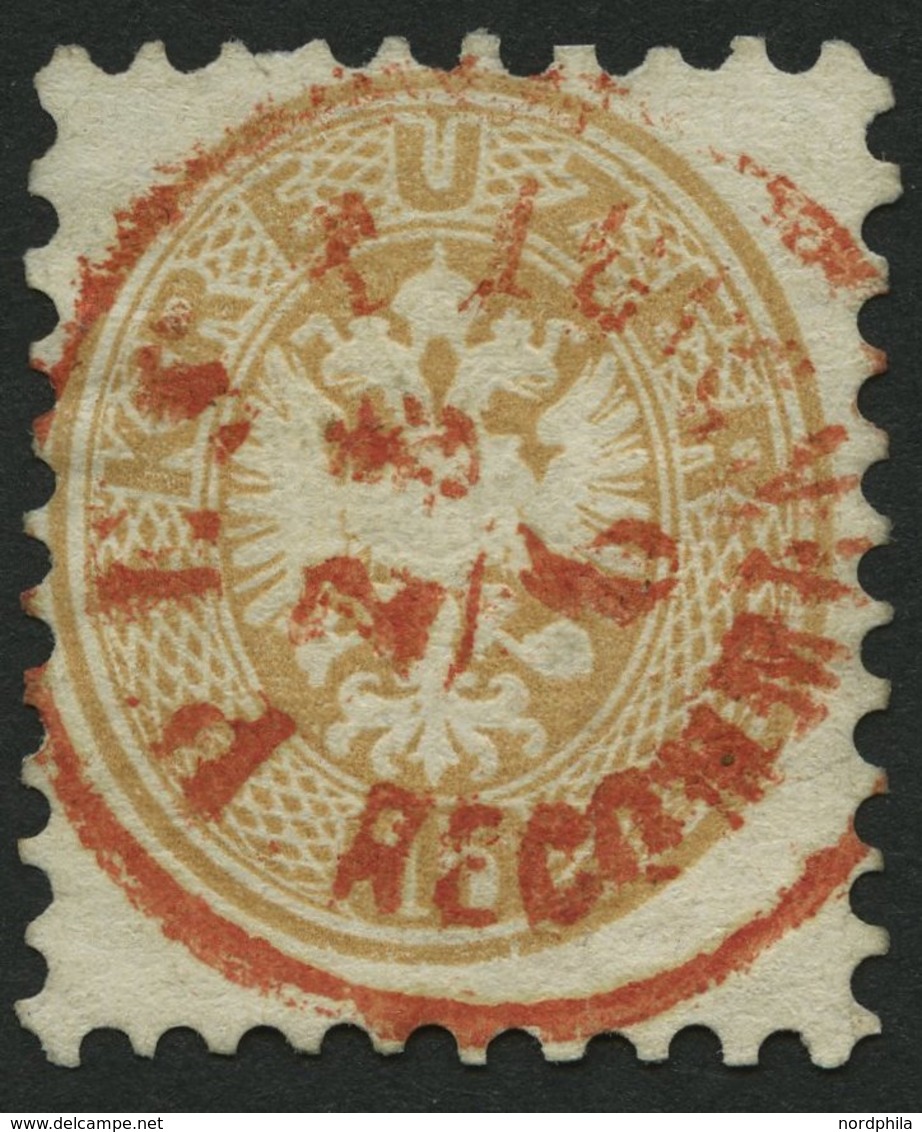 ÖSTERREICH 34 O, 1863, 15 Kr. Braun, Roter K1 PESTH RECOMMANDIRT, Pracht - Used Stamps