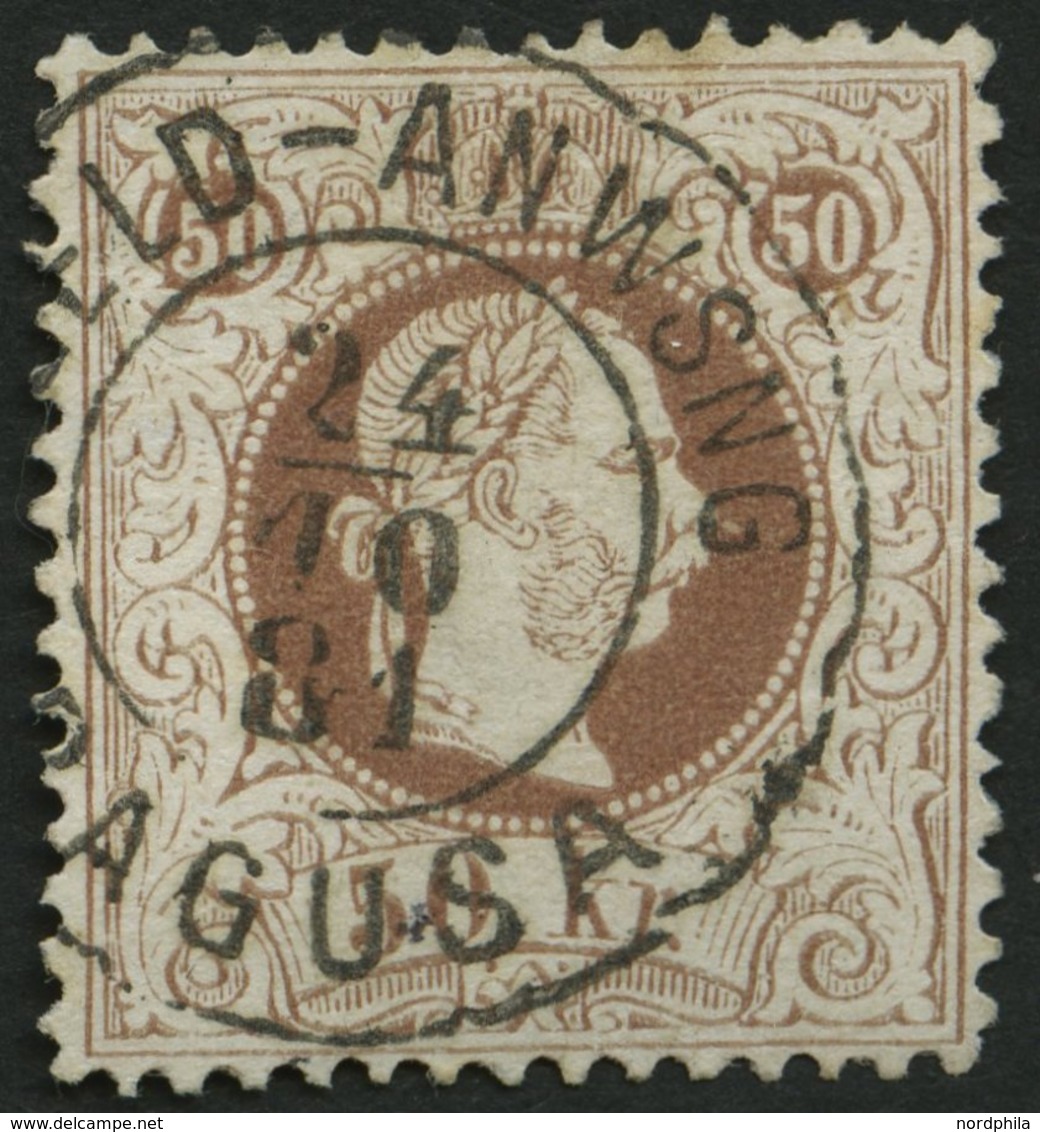 ÖSTERREICH 41II O, 1867, 50 Kr. Braun, Feiner Druck, K2 Geld-Anweisung Ragusa, Pracht, Mi. 180.- - Used Stamps