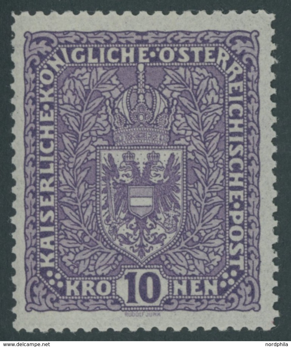 ÖSTERREICH 1867-1918 207I **, 1917, 10 Kr. Schwärzlichbraunviolett, Type I, Falzrest, Postfrisch, Pracht, Mi. 175.- - Usati