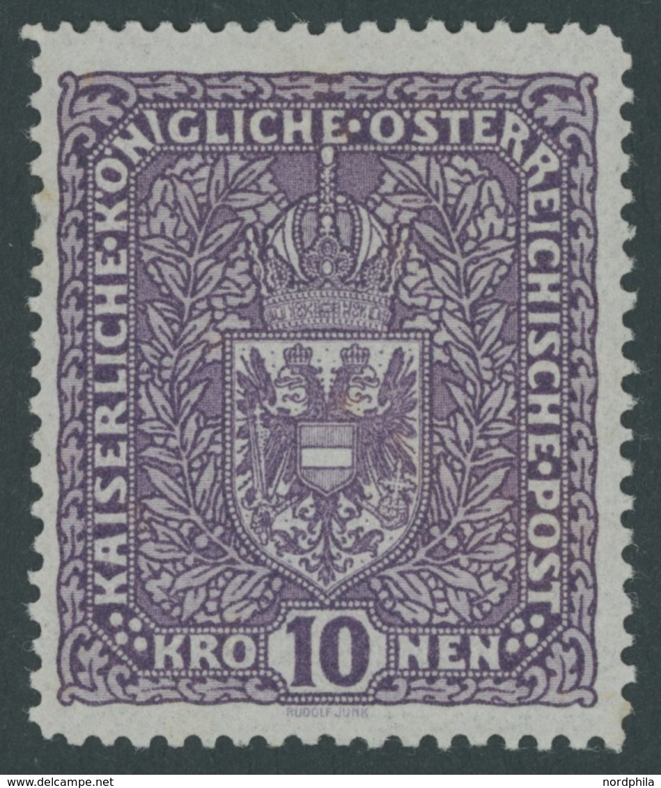 ÖSTERREICH 1867-1918 207Ix **, 1917, 10 Kr. Schwärzlichbraunviolett, Type I, Gewöhnliches Papier, Postfrisch, Pracht, Mi - Oblitérés